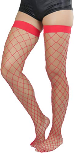 Image of ToBeInStyle Women's Diamond Large and Fine Fence Net Fishnet Nylon Thigh High