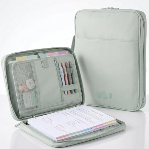 Sturdy 3 Ring Zipper Binder with Strap for School - Beautiful 1 Inch Zip Up Binder with 5-Tab Dividers Holds 420 Sheets Books & Laptop - Easy to Carry Trapper Keeper Made of Premium Fabrics