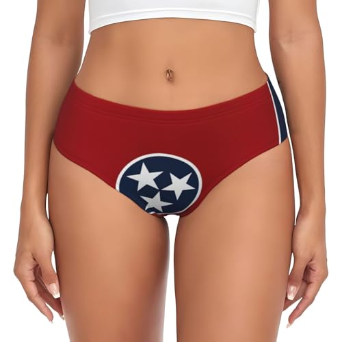 Bragas para mujer con la bandera del estado de Tennessee, suaves, transpirables, cobertura completa, con opciones de tallas grandes, Negro -, M