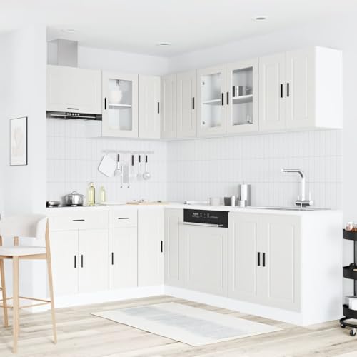 EMYRLXQW Cabinets & Storage-Kitchen Cabinets-11 Piece Kitchen Cabinet Set Porto White Engineered Wood - Image 3