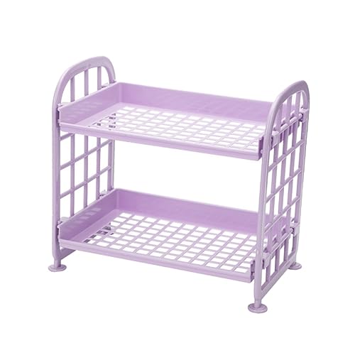 MUCKLILY Purple Plastic Finishing Shelf Organizer for Bathroom Kitchen Multi Functional Storage Rack Easy Installation Desktop Countertop Organizer