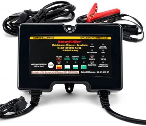 BatteryMINDer 128CEC2-AA-S2 12V 8 Amp Aviation Battery Charger, Maintainer & Desulfator – Smart Trickle Charger for 12V Aircraft Batteries Only image 5