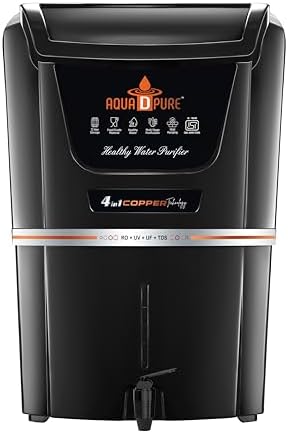 AQUA D PURE Copper RO Water Purifier | RO+UV+UF+TDS Filtration | Advanced Copper Technology | 12 Liter Capacity Water Purifier for Home & Office"