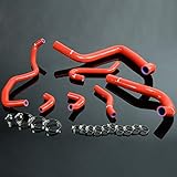 Radiator Coolant & Heater Silicone Hose Kit Compatible with Honda/Acura Integra DB6 DB8 DC2 B18C B18C1 (Red -With Clamp Set)