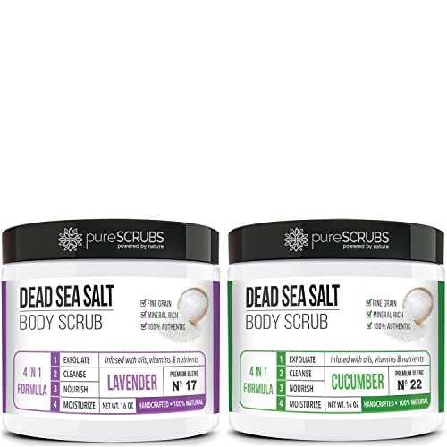 pureSCRUBS Lavender Dead Sea Salt Scrub + Cucumber Body Scrub image 5