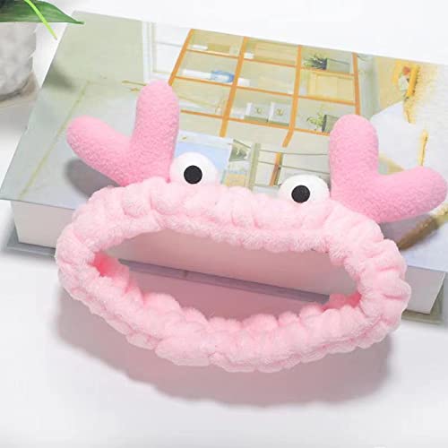 Miniatura 6 de 2 piezas de diadema divertida maquillaje horquilla diadema divertida forma de cangrejo rosa diadema cara lavado cara cara soporte de pelo incluye 2