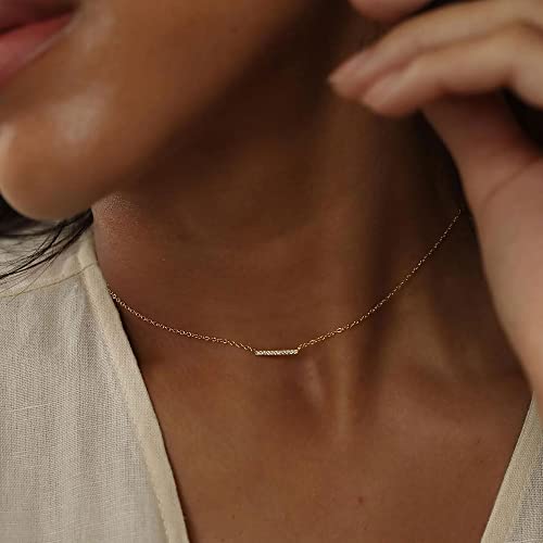 Hanli Bar Pendant Necklace 14K Gold Plated Bar Necklace For Women Simple Moon And Star Necklace Double Circle Pendant Necklace Everyday Trendy Jewelry Gift For Girls #TOP1