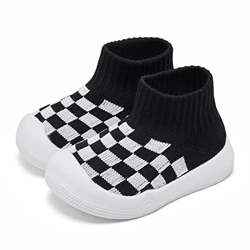 Image of Eashi Baby Boy Girl Non-Skid Indoor Infant Walking Shoes Breathable Warm Elastic Sock Shoes with Memory Sole Protect Toes Outdoor Sneakers