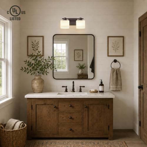 Image of 15 Inch Oil Rubbed Bronze Vanity Light for Bathroom Light Fixtures Over Mirror 3 Light Bathroom Vanity Light Vintage Rustic Farmhouse Lighting Bulb lamp Modern Above Sink wall Sconce