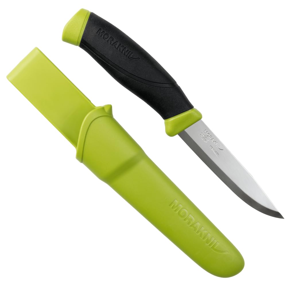Morakniv Companion Stainless Steel Knife, Camping Knife, Camping, Outdoors, Camping Equipment, Outdoor Equipment, Cooking, Fishing, Mountain Climbing, Disaster Prevention, Stainless Steel Batoning green (olive green)