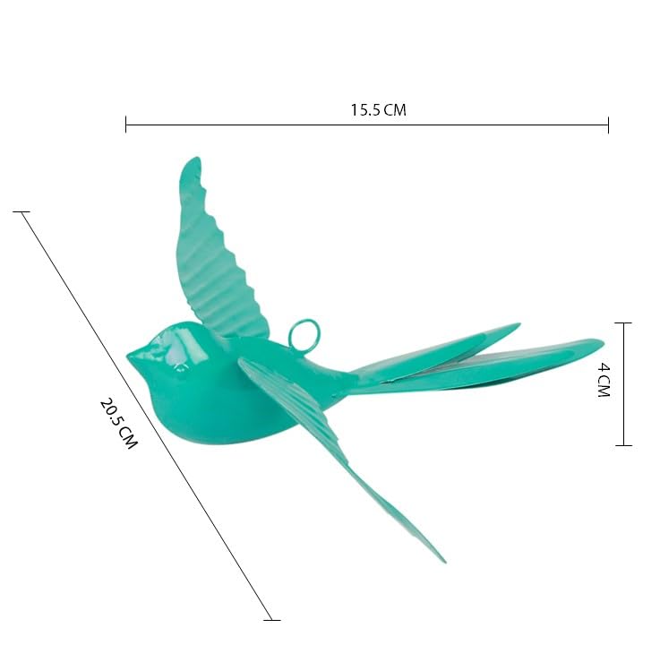 Image of Elan Metal Hanging Decorative Rockstar Bird For Home Balcony And Garden Decor (Set of 2- Aqua, Blue)