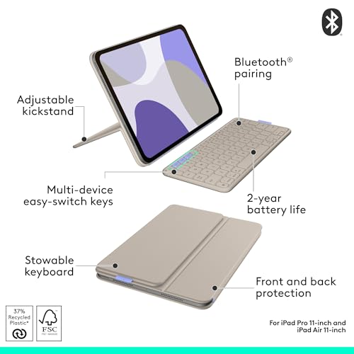 Logitech Flip Folio Keyboard Case iPad Pro 11 inch M4 & M5 Air M2 - Sand - image 7