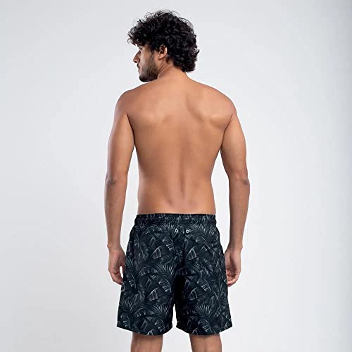 Shorts Estampado Mix De Folhas, Mash, Masculino, Azul Marinho, M