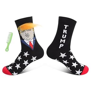 AGRIMONY Trump Socks with Hair and Comb for Men Women-MAGA Funny Unisex Socks-2024 Donald Trump Merchandise America Gag Gifts