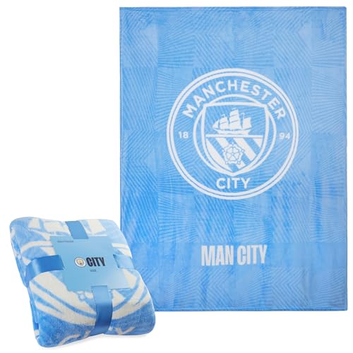 Manchester City FC Fleece Throw Blanket - Light Blue, 49