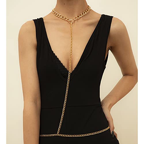 Ronglia Sexy Body Chains Gold Bra Chain Punk Chain Belly Waist Chain Rave Beach Body Chain Jewelry For Women And Girls, 42.9In #TOP2