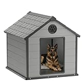 DRATO Outdoor Dog House Resin Large Dog House Outdoor Weatherproof Spacious Extra Large Dog House for Indoor Outdoor Use
