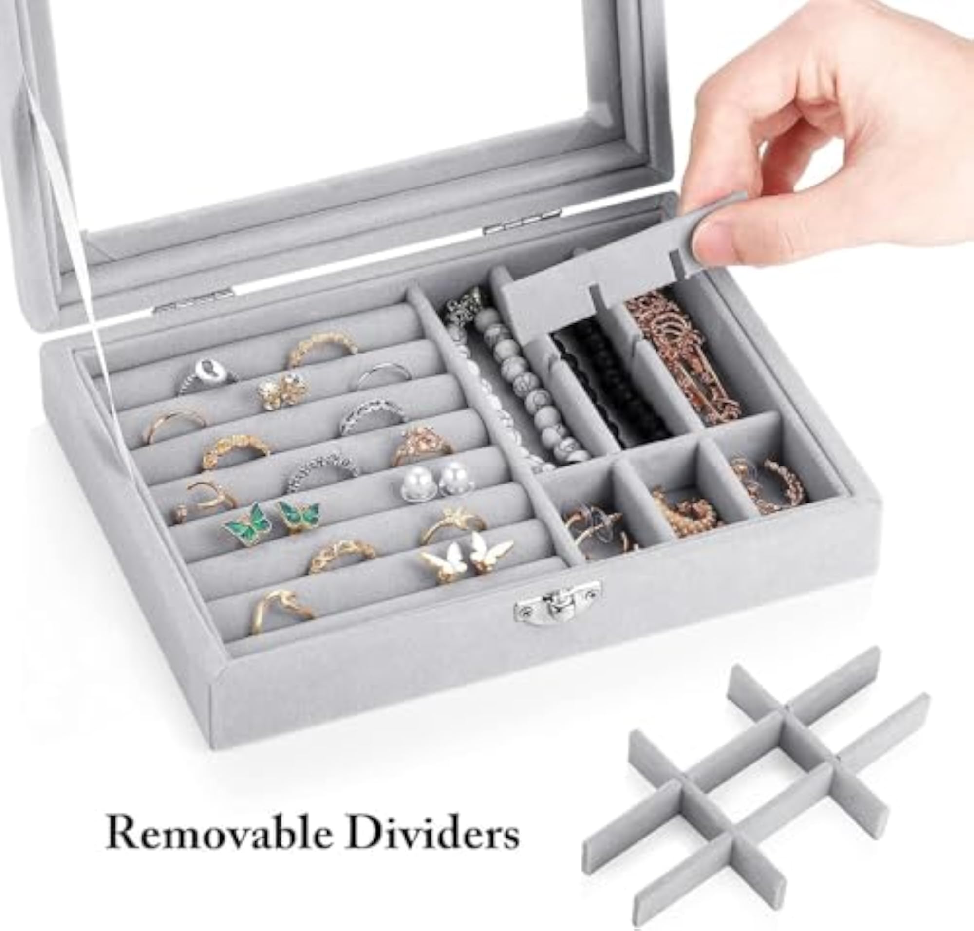 Jewellery Organiser Box Tray with 9 Grids for Storage