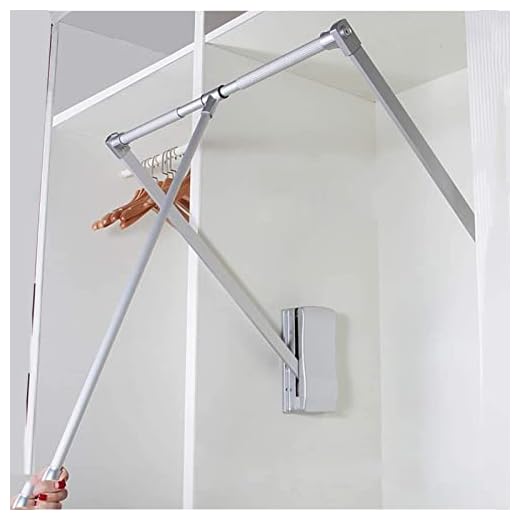 Neddragbar garderobsstång i aluminium Justerbar 450-1150 mm Garderobslyft Stor utdragbar tyghängare Mjukt returförvaringssystem, platsbesparande (Storlek: (83-115 cm)32,6-45,2in)