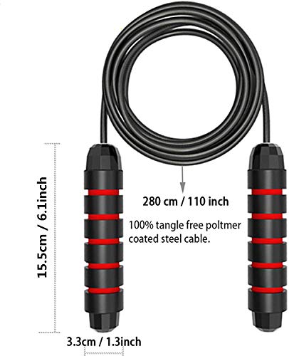 Jump Rope, With Bonus Wristbands Tangle-Free Rapid Speed Jumping Rope Cable With Ball Bearings For Women, Men, And Kids, Adjustable Steel Skipping Rope With Foam Handles For Gym Fitness, Home Exercise #TOP1