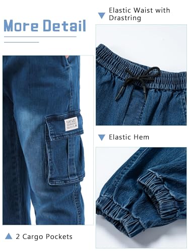 Image of NATUST Boys Cargo Joggers Drawstring Jogging Pants Kids Elastic Waist Trousers 5-14 Years