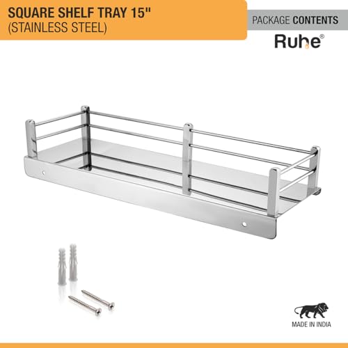 Image of Ruhe 15 Inch Stainless Steel Multipurpose Shelf for Bathroom Organizer | Bathroom Stand for Wall | Wall Storage Shelf | Toilet Self Rack for Essential | Bathroom Accessories | Silver