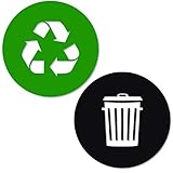 Recycle and Trash Sticker Vinyl Modern Logo (2.75" x 2.75" 1 ea.) Symbol to Organize Trash cans or G