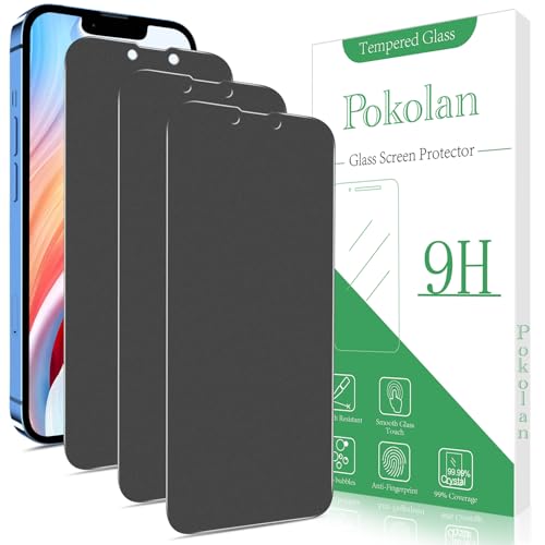 Pokolan 3 Pack Matte Privacy Screen Protector for iPhone 13, 13 Pro, iPhone 14, Anti-Glare matt Tempered Glass, Anti Spy