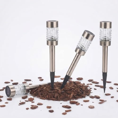 Image of Martini Solar Garden Path Lights 4 Pack Stainless Steel & Glass