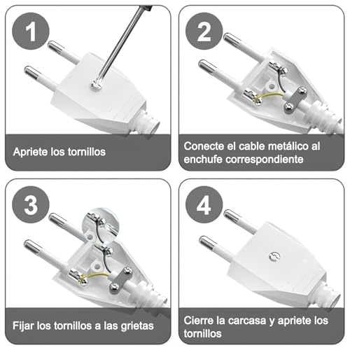 Miniatura 4 de Oblinple 2 Piezas Enchufe Europeo Plano, Enchufes Euro De Alimentación 250v 2.5a, Clavija Enchufe Electricas Macho De Decoración Del Hogar De Schuko Instala O Reemplaza, Blanco