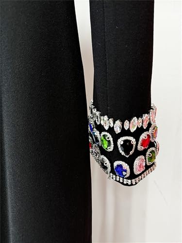 Women's Colorful Diamond Beaded Long Sleeve Bandage Dress Fashion Long Maxi Dresses4