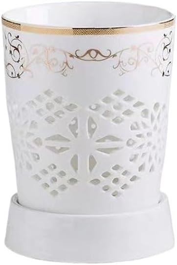 GLigeT Utensil Caddy Large Kitchen Utensil Holder for Countertop, Hollow Out Ceramic Utensil Caddy Organizer, Utensil Crock Silverware Holder with Drain Tray Utensil Holder (Color : White-01)
