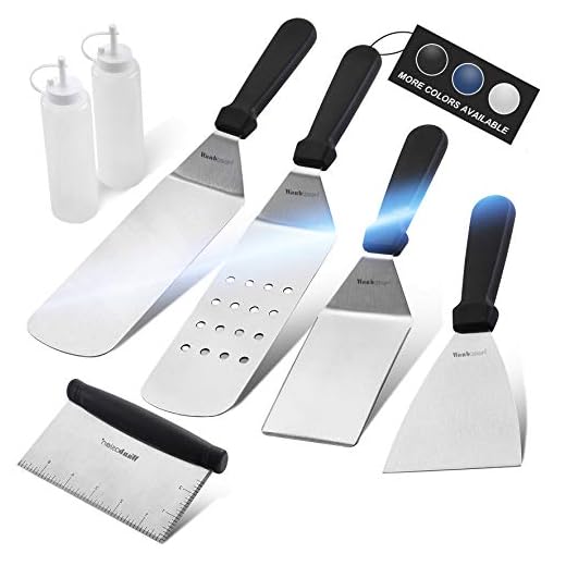 wanbasion BBQ Griddle Accessories Set, Flat Top Griddle Accessories, BBQ Griddle Accessories Kit with Heavy Duty Scraper Spatula Turner and Bottles