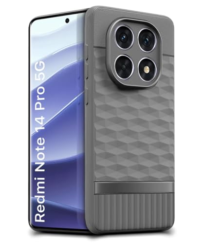 Image of WOW IMAGINE Back Cover for Redmi Note 14 Pro 5G | Poco X7 5G with Hexa Cube Design | Ultra Slim Soft Rubberised Case | Inner Velvet Fabric | Silicone Flexible Mobile Case | Camera Protection - Grey