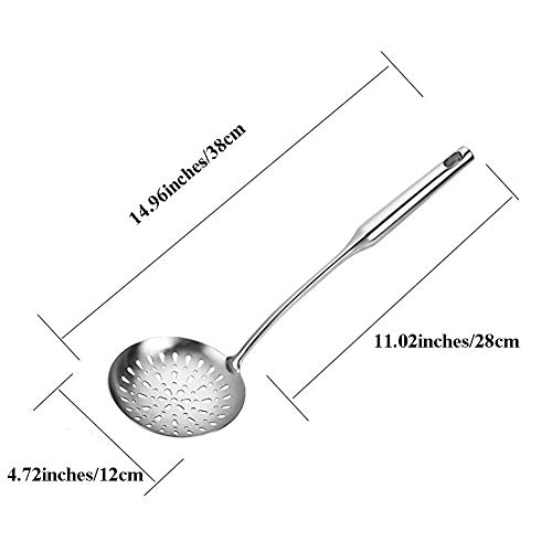 Tbwhl Skimmer Slotted Spoon, Heavy Duty 304 Stainless Steel Slotted Spoon With Vacuum Ergonomic Handle, Comfortable Grip Design Strainer Ladle For Kitchen, 14.96 Inches #TOP5