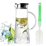 【Vidrio de borosilicato】Vidrio sin BPA y sin plomo, resistente a los arañazos y al calor para permitir que el agua fría o caliente fluya directamente a la jarra.