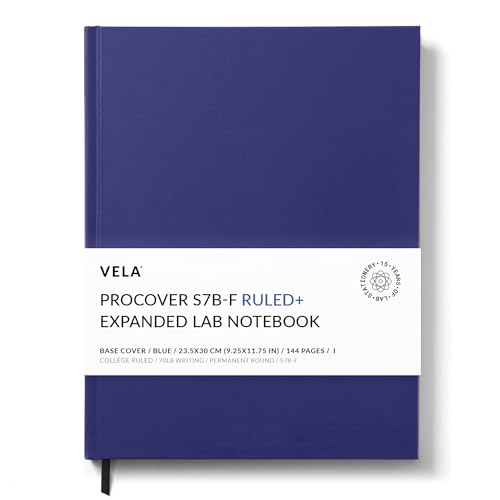 Bloc-notes de laboratoire Vela Sciences S7B-F format élargi de 144 pages avec couverture bleue
