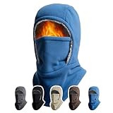 [MayCherry] バラクラバ ネックウォーマー 防寒 冬用 爆熱零下保温 極厚裏起毛 帽子 目出し帽 ネックカバー フェイスガード 大きいサイズ 防寒防風 息苦しくない 暖かい バイク 自転車 スキー 登山 男女兼用 (JP, アルファベット, Free Size, ブルー)