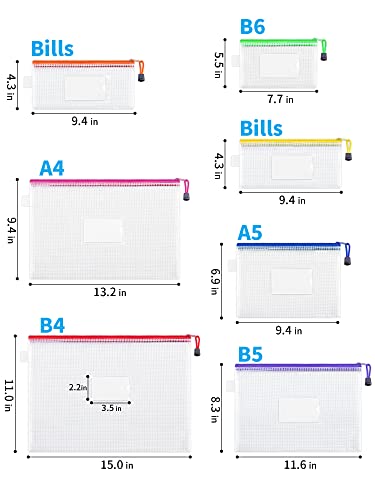 Jarlink 14 Pcs 6 Sizes Mesh Zipper Pouch, Waterproof Zipper Bags With Label Pocket, 7 Colors, Multipurpose For Board Games Organize, School, Office Supplies, Travel Storage, And Home Organize #TOP1