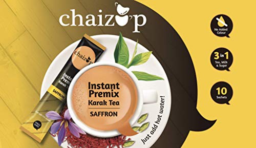 Image of Chaizup Premium 1 Min Instant Saffron Tea Premix - 30 Sachets | Saffron Flavours | 30 Servings | 420g (Pack of 3)