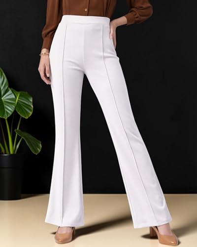 Image of Women Solid Flared Trousers Pack of 2 | High Waist Stretchable Office Pants for Women | Formal Bell Bottom Palazzo Trouser Combo