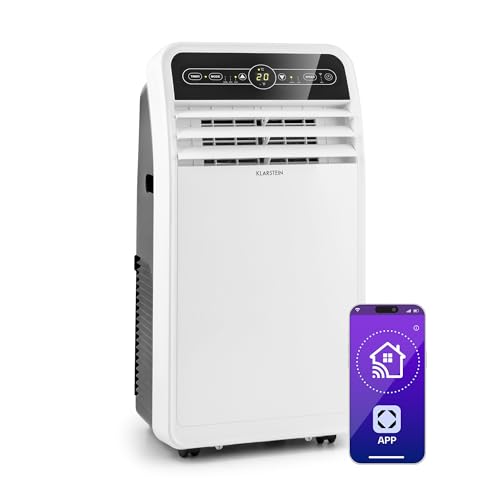 Klarstein Metrobreeze New York Smart 7k - Aire Acondicionado Portátil 7000 BTU, 21-34 m², Control App & WiFi, Ventilador 3 Velocidades, Deshumidificador, Temporizador 24h, Clase Energética A, Blanco