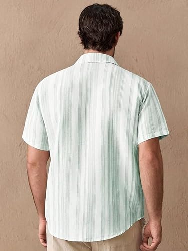 Image of Lymio Men Shirt || Striped Shirt for Man || Half Sleeve || Summer Style (Packs Also Available) (Lilen-Strip)