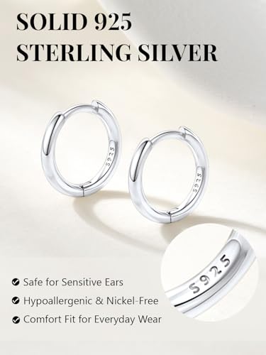 Image of Silvora 14K Gold Plated Huggie Hoop Earrings for Women, Small Sterling Silver Hoops, Hypoallergenic Cartilage Earrings for Sensitive Ears 8 /10 /12 /14 /16 /18 /20MM