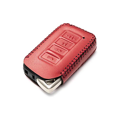 Image of Vitodeco Genuine Leather Smart Key Fob Case Cover Protector Compatible for Lexus UX, NX, RX, GX, LX, is, ES, GS, LS (2014-2021) - 4-Button, Red