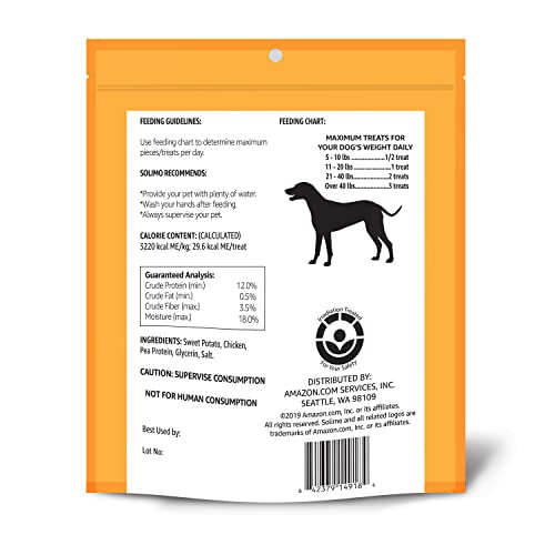 Image of Amazon Brand - Solimo Sweet Potato & Chicken Jerky Dog Treats, 2 pounds (Pack of 2)