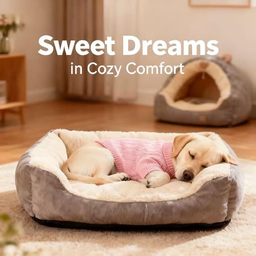 Image of Small /Medium Dog Sweater, Warm Dog Winter Coat w /Sleeves, Comfortable High Neck Premium Dog Clothes for Labrador-Best for Holidays, Daily Walks XL Pink