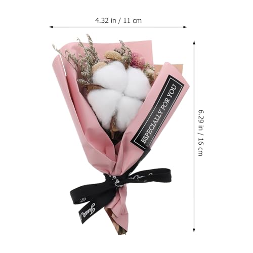 Bouquet de flores de algodón secas tamaño mediano natural para decoración miniatura 2