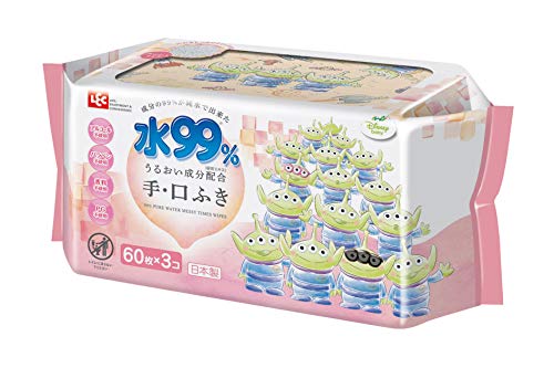 ディズニー 純水99% 手 くちふき 60枚×3個 日本製 うるおい成分配合