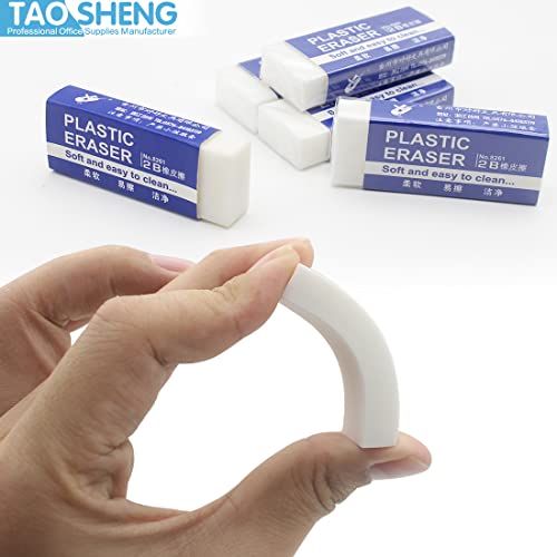 TAOSHENG 2-Inch Soft Plastic Eraser Set, 5.2CM White PVC Plastic Rubber 2B Pencil Eraser Student Drawing Tool for Universal Use in Schools Sketches Paintings Fine Arts Homes and Offices, 5 Pcs in Pack 3 41Xai6Wp TL